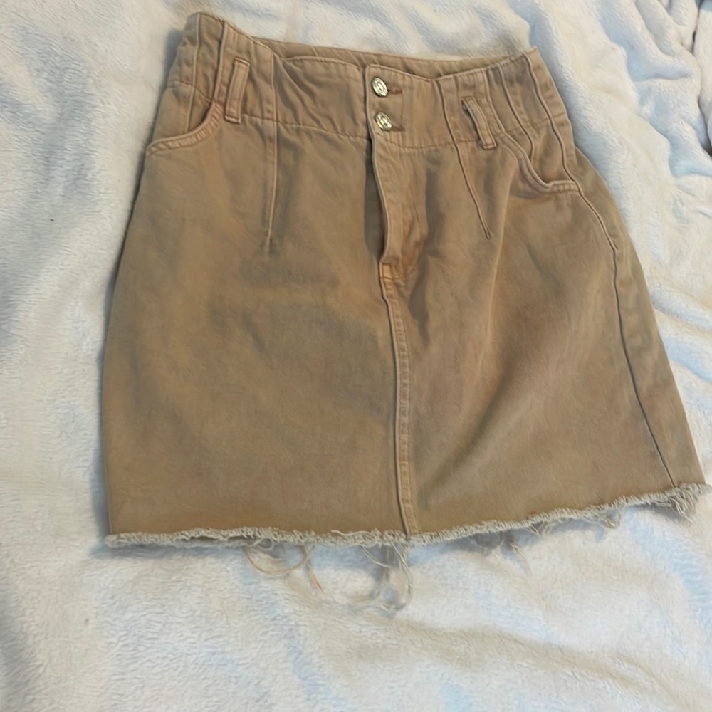Topshop Tan Denim Skirt